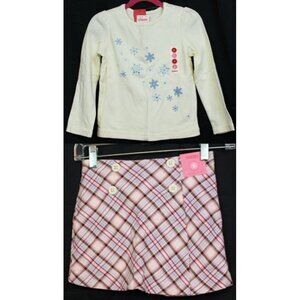 2008 Gymboree Winter Snowflake Shirt Skort Set sz 5 8 Rhinestone Plaid Holiday